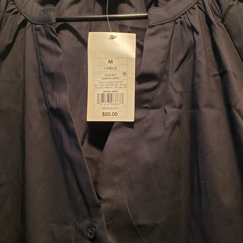 Navy Blue Button-Up Blouse